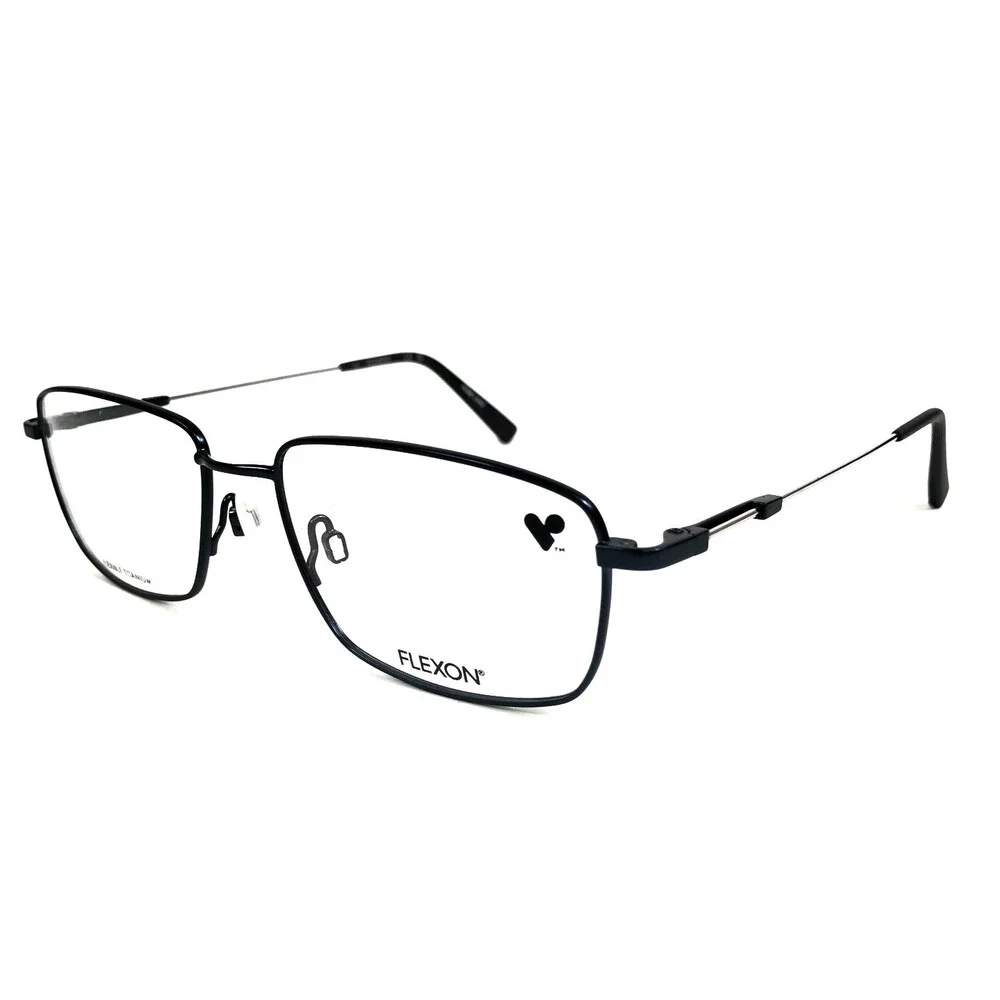 Flexon Eyeglasses Frames H6001 413 Midnight Navy Blue Silver Wire Rim 55-17-145